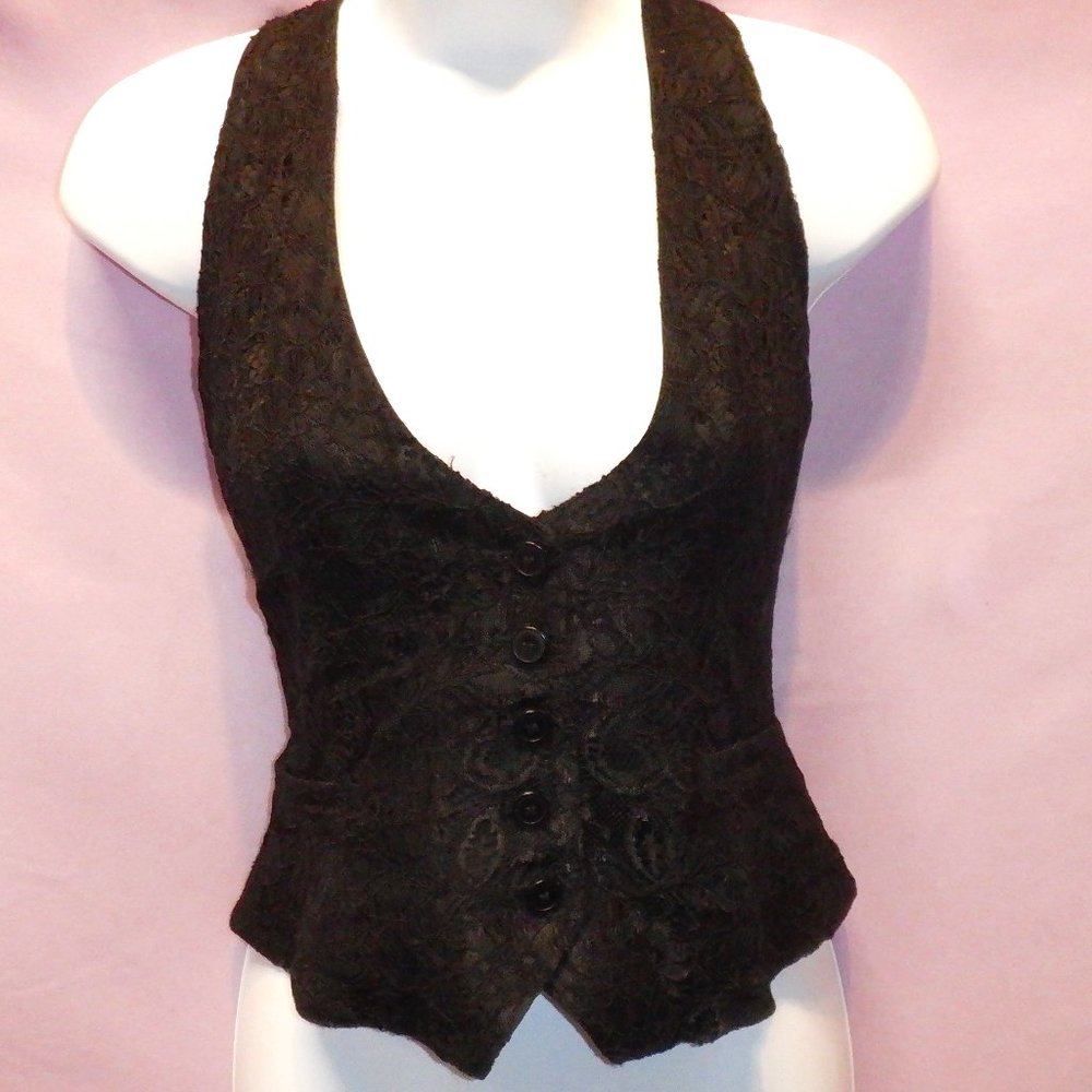 NY & CO. Black Lace Halter Vest 8